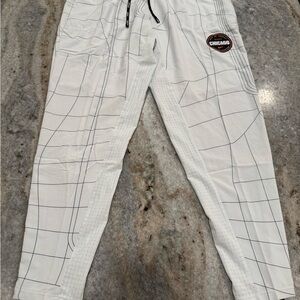 Nike White Checkered Joggers with Chicago Patch